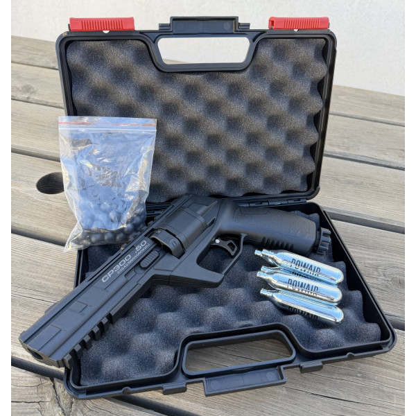 Pack revolver CO2 Snowpeak CP300 13J avec cartouches CO2, billes et mallette de transport