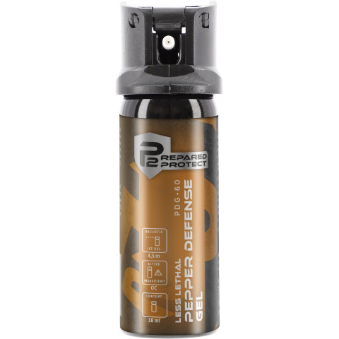 Bombe lacrymogène gel poivre Prepared 2 Protect PDG-60 38 ml jet balistique