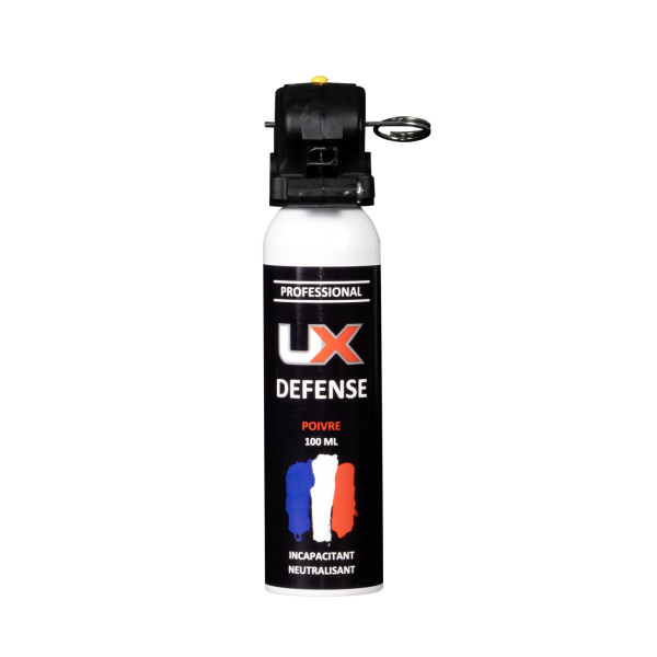 Bombe lacrymogène gel poivre UX Pro 100 ml poignée standard