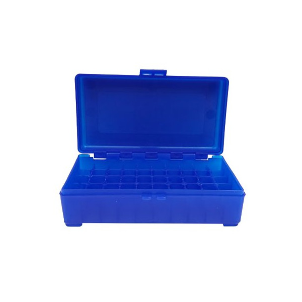 Boîte de rangement 50 munitions calibre 9mm Megaline bleue