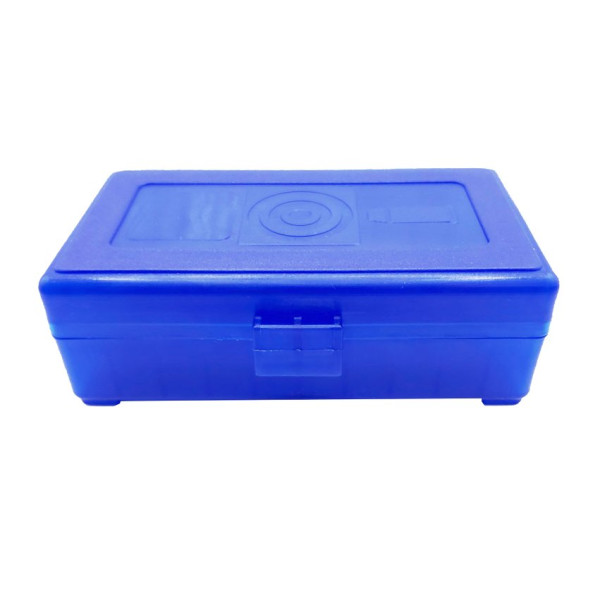 Boîte de rangement 50 munitions calibre 9mm Megaline bleue