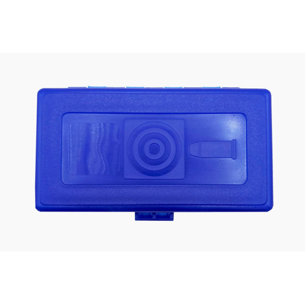 Boîte de rangement 50 munitions calibre 9mm Megaline bleue