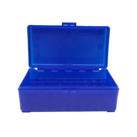 Boîte de rangement 50 munitions calibre 357 Megaline bleue