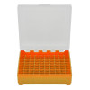 Boîte de rangement munitions cal 9mm Megaline couvercle transparent 100 cartouches orange