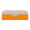 Boîte de rangement munitions cal 9mm Megaline couvercle transparent 100 cartouches orange