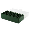 Boîte de rangement munitions Megaline calibre 223 verte couvercle transparent 50 cartouches