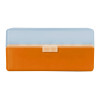 Boîte de rangement munitions calibre 223 Megaline orange couvercle transparent 50 cartouches