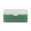Boîte de rangement munitions Megaline calibre 243 verte couvercle transparent 50 cartouches