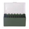 Boîte de rangement munitions Megaline calibre 30-06 verte couvercle transparent 50 cartouches